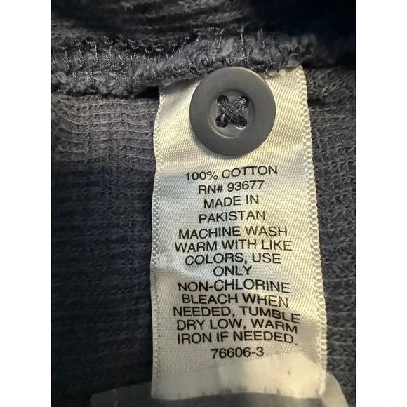 Mutual Weave Mens Hoodie Henley Long Sleeve Top Casual Blue Medium - Picture 6 of 6